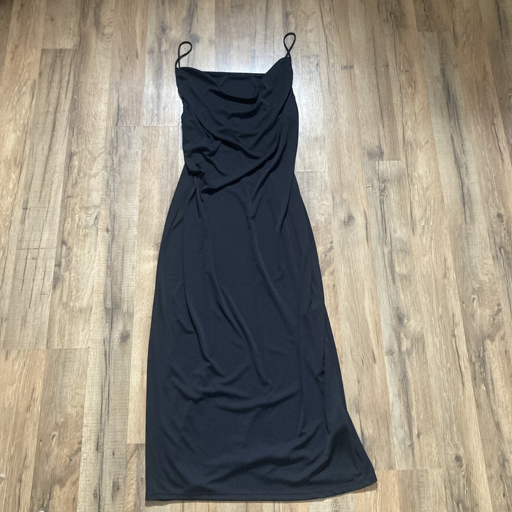 Zara Women Black Strappy Midi Maxi Slip Dress Size Medium Whimsigoth Fairy Party - Picture 2 of 5